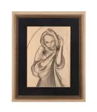 Untitled - Figural Sketch by Steffen Wolfgang Thomas, charcoal pencil on paper laid to board, sold Dec 2024