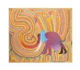 Untitled - Elephant by Nellie Mae Rowe, crayon on found pressed paper board, sold Dec 2024