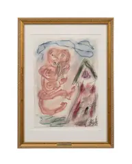 The Woman Will Build by Thornton Dial, Sr., mixed media on paper, sold Dec 2024