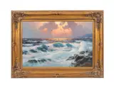 Untitled - California Coast Seascape by Alexander Dzigurski, oil on canvas, sold Jan 2025
