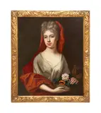 Possibly a portrait of Lady Catherine Wyndham (English by Simon Pietersz Verelst, oil on canvas, sold Jan 2025