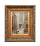 Untitled - Wall Street Scene by T.E. Pencke, oil on canvas, sold Jan 2025