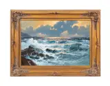 Untitled - California Coast Seascape by Alexander Dzigurski, oil on canvas, sold Jan 2025