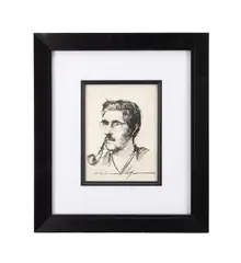 Untitled - Self-Portrait with Pipe - 1964 by Wayne Beam Morrell, charcoal and pencil on cream paper, sold Jan 2025
