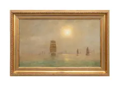 Calm and Foggy by Frederick William Meyer, oil on canvas, sold Jan 2025