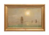 Calm and Foggy by Frederick William Meyer, oil on canvas, sold Jan 2025