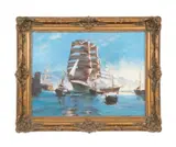 Untitled - Ships at Sea by Robinson Jones, oil on canvas, sold Jan 2025