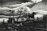 Untitled by Thomas Hart Benton, lithograph on paper "Frisky Day", sold Oct 2018