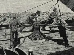 Untitled by Charles E. Pont, wood engraving on paper "Heave Up", sold Oct 2018