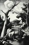 Untitled by Thomas Hart Benton, lithograph on paper "Shallow Creek", sold Oct 2018