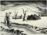 Untitled by Thomas Hart Benton, lithograph on paper "Flood", sold Oct 2018