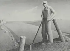 Untitled by Grant Wood, lithograph on paper "In the Spring", sold Oct 2018