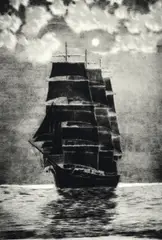 Untitled by Frederick Owen, 1938, etching on paper "Nocturne", sold Oct 2018