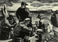 Untitled by Robert von Neumann, lithograph on paper "Island's Mailboat", sold Oct 2018
