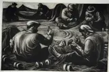 Untitled by Robert von Neumann, lithograph on paper "The Six Netmenders", sold Oct 2018