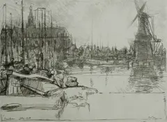 Untitled by James McBey, drypoint etching on paper "Haarlem", sold Oct 2018