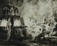 Untitled by James McBey, drypoint etching on paper "Glassblowers, sold Oct 2018