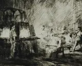 Untitled by James McBey, drypoint etching on paper "Glassblowers, sold Oct 2018