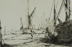Untitled by Arthur Briscoe, drypoint etching on paper "Burning Off", sold Oct 2018