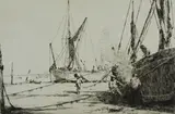 Untitled by Arthur Briscoe, drypoint etching on paper "Burning Off", sold Oct 2018
