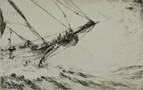 Untitled by Arthur Briscoe, drypoint etching on paper "The Bowsprit", sold Oct 2018