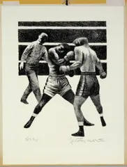 Untitled by Fletcher Martin, lithograph on paper "Toe to Toe", sold Oct 2018