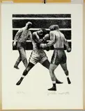 Untitled by Fletcher Martin, lithograph on paper "Toe to Toe", sold Oct 2018