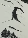 Untitled by Doris Klein, lithograph on paper "Ski Bird", sold Oct 2018