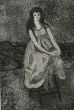 Untitled by Lily Harmon, aquatint etching on paper "Summer Night", sold Oct 2018