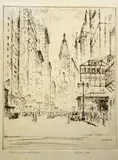 Untitled by Salvatore Pinto, etching on paper "City Hall from Spruce Street", sold Oct 2018