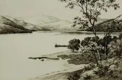 Untitled by Ivan M. Garden, etching on paper "Loch Lomond at Rowardennan", sold Oct 2018