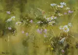 Untitled by Philip Jamison, watercolor " daisies & Hairbells", sold Jun 2019