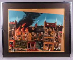Untitled by Michel Delacroix, lithograph "L'Incendee Paris", sold Aug 2021