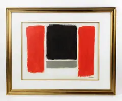 abstract by Ray Parker, oil/paper/card, sold May 2023
