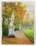 Tapis Vert by Alexandre Benois, watercolor, sold May 2023