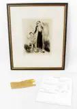 La Pere de Tchitchikov lui donne une correction by Marc Chagall, etching, sold May 2023