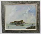 river view by W.E. Dwyer, oil on canvas, sold Jun 2023