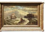 Dutch Harbor Scene by Franklin Briscoe, oil on canvas, sold Jun 2023