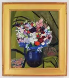 still life with flowers by Louise Upton Brumback, oil on canvas, sold Jun 2023
