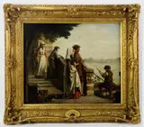 On the Terrace to Embark by William Louis Angus, oil on panel, sold Jun 2023