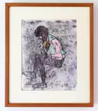 Playing the Guitar by Joseph Solman, mixed media on paper, sold Jun 2023