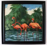 Flamingos by Jane Peterson, oil on canvas, sold Jun 2023