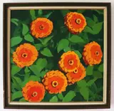 Flowers - orange and green by Jane Peterson, oil on canvas, sold Jun 2023