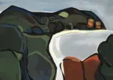 Coastal Landscape by Charles Gassner, acrylic on paper, sold Nov 2021