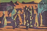 Basotho Church Goers by Alfred Krenz, linocut, sold Nov 2021