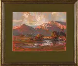 Mountain Landscape at Dusk by Don Madge, pastel on paper, sold Nov 2021