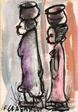 Water Bearers by Frans Claerhout, acrylic and charcoal on paper, sold Nov 2021