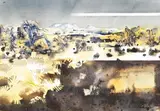Namibian Landscape with White Dunes by Ulrich Schwanecke, 1982, watercolour on paper, sold Nov 2021