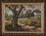 Landscape with Tree and Pathway by Nils Andersen, oil on canvas mounted on board, sold Nov 2021