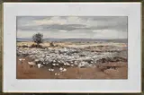 Extensive Karoo Landscape with White Flowers by Pierre de Villiers, oil on canvas mounted on board, sold Nov 2021